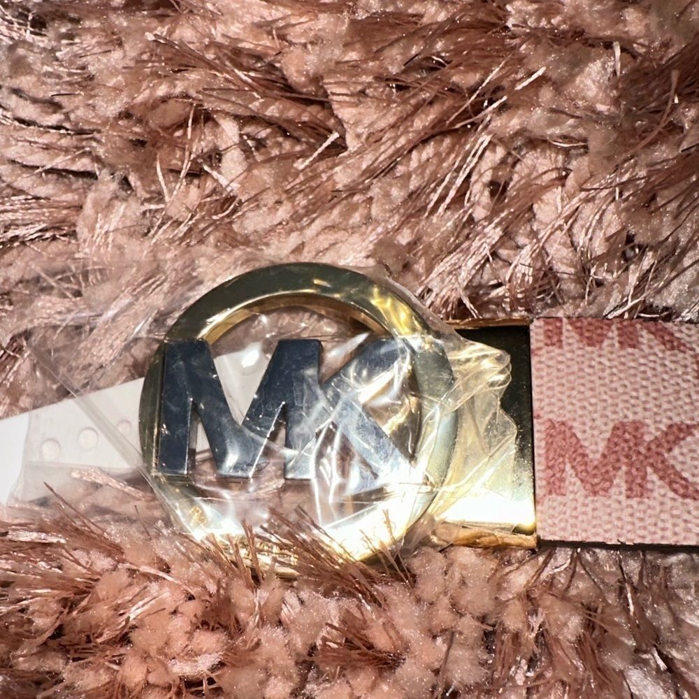 Michael Kors Logo Twist Pink MK/Brown  Reversible Belt